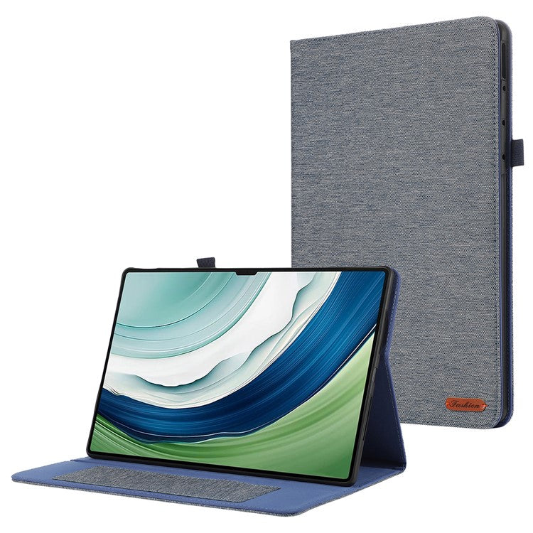 For Huawei MatePad Pro 12.2 (2024) Leather Case Card Holder Cloth Texture Tablet Stand Cover - Blue