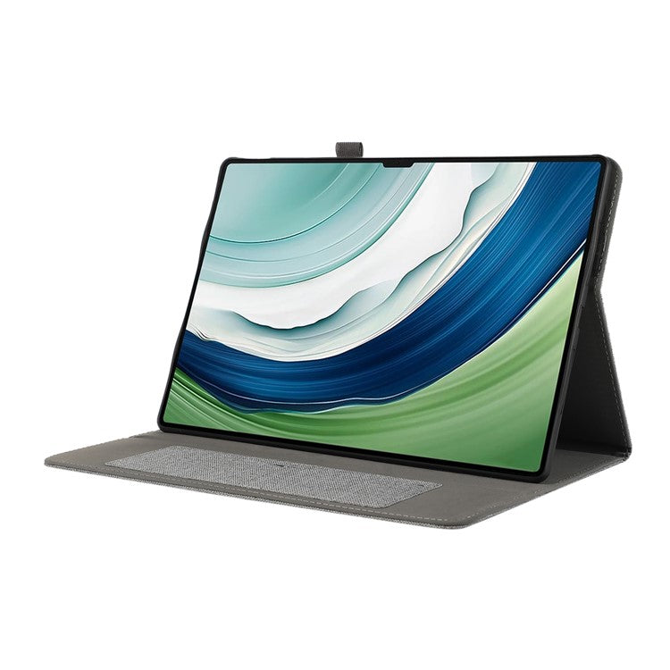 For Huawei MatePad Pro 12.2 (2024) Leather Case Card Holder Cloth Texture Tablet Stand Cover - Grey