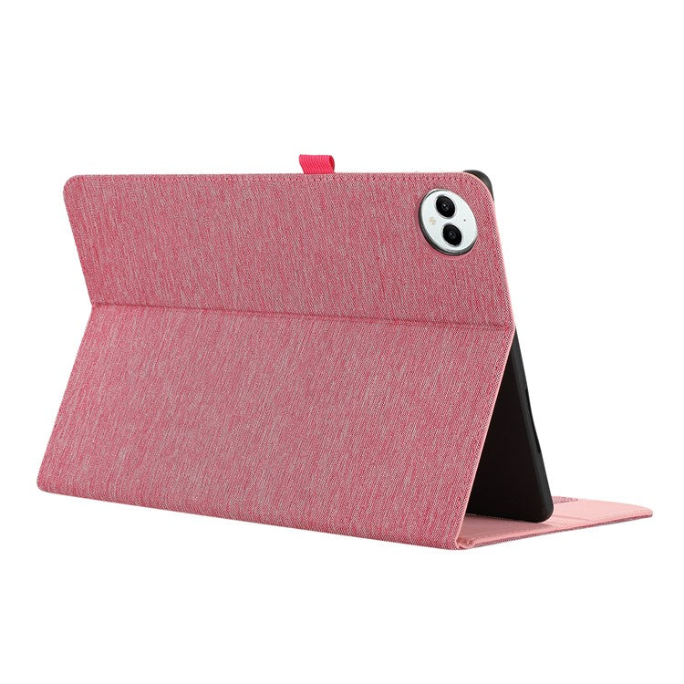 For Huawei MatePad Pro 12.2 (2024) Leather Case Card Holder Cloth Texture Tablet Stand Cover - Pink
