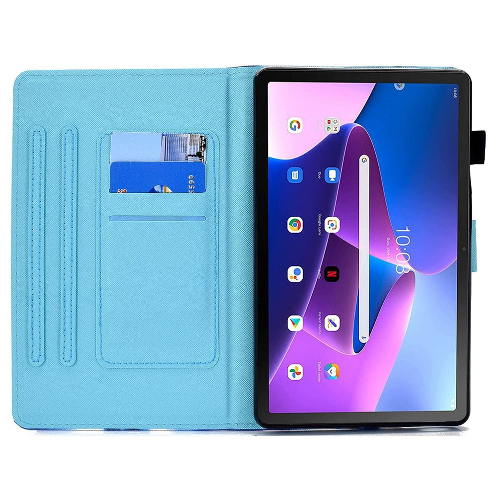 PU Leather Stand Tablet Case for Lenovo Tab M10 Plus (3rd Gen) / Xiaoxin Pad 2022 10.6 inch, Stitching Pattern Printing Card Holder Cover - Pineapple