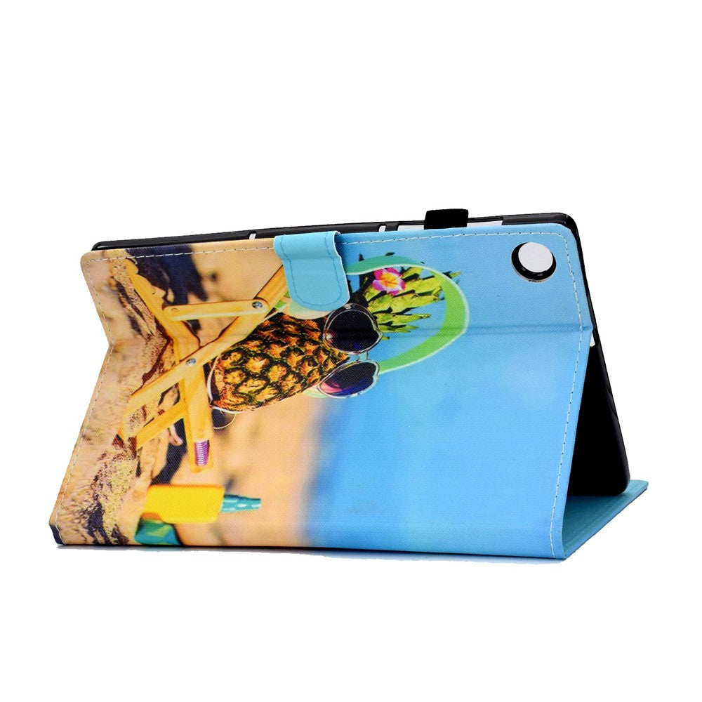 PU Leather Stand Tablet Case for Lenovo Tab M10 Plus (3rd Gen) / Xiaoxin Pad 2022 10.6 inch, Stitching Pattern Printing Card Holder Cover - Pineapple