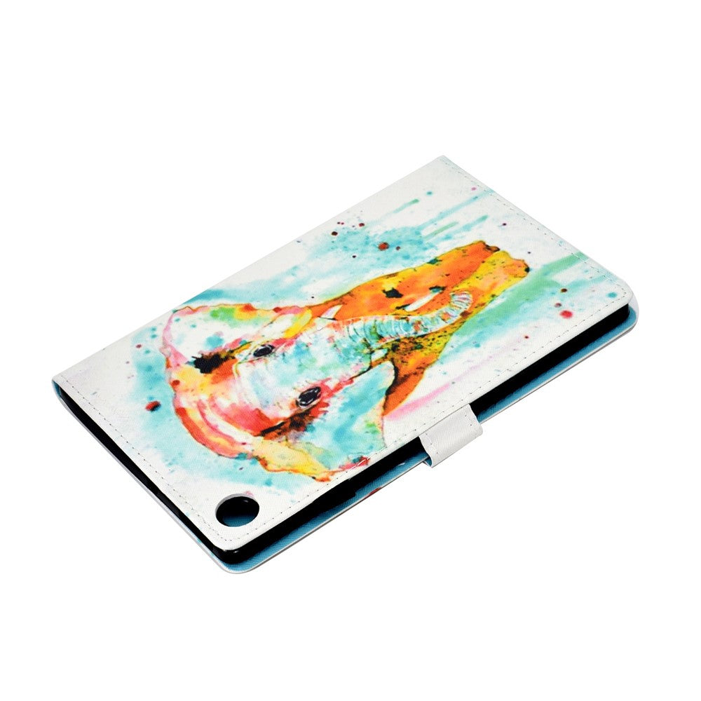 PU Leather Stand Tablet Case for Lenovo Tab M10 Plus (3rd Gen) / Xiaoxin Pad 2022 10.6 inch, Stitching Pattern Printing Card Holder Cover - Watercolor Elephant