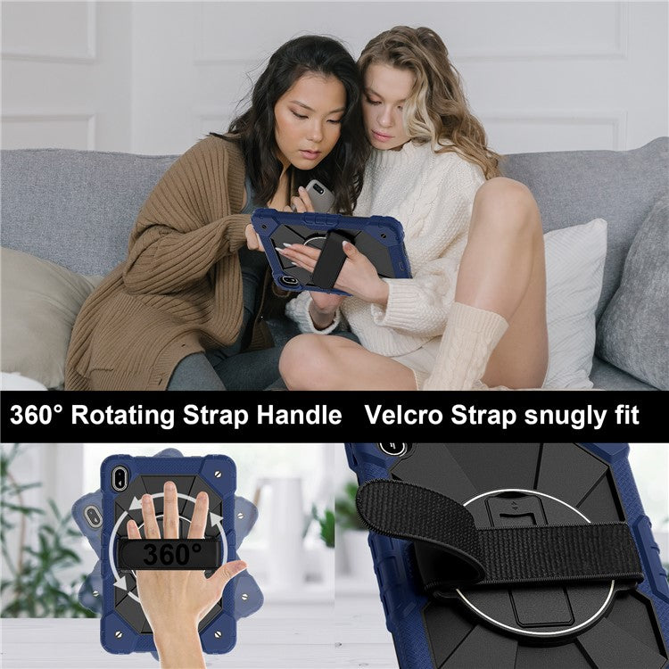 For Huawei MatePad SE 11 Case Kickstand Silicone+PC Tablet Cover with Shoulder Strap - Navy Blue / Black