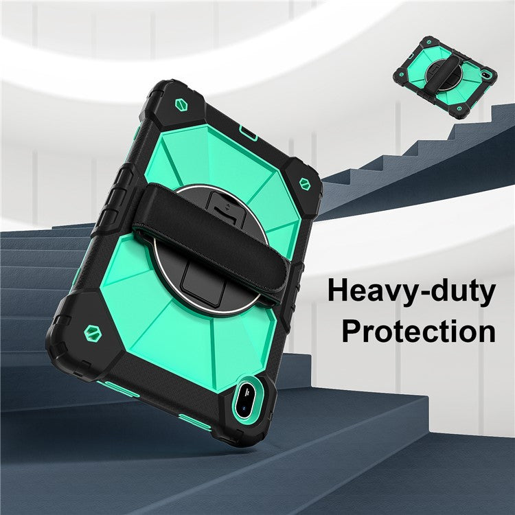 For Huawei MatePad SE 11 Case Kickstand Silicone+PC Tablet Cover with Shoulder Strap - Black / Mint Green