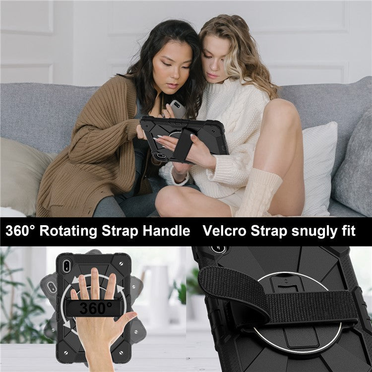 For Huawei MatePad SE 11 Case Kickstand Silicone+PC Tablet Cover with Shoulder Strap - Black / Black