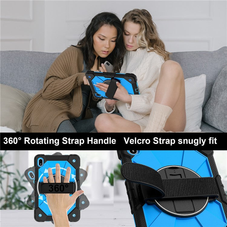 For Huawei MatePad SE 11 Case Kickstand Silicone+PC Tablet Cover with Shoulder Strap - Black / Blue
