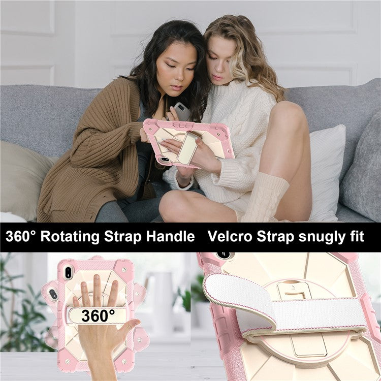 For Huawei MatePad SE 11 Case Kickstand Silicone+PC Tablet Cover with Shoulder Strap - Rose Gold