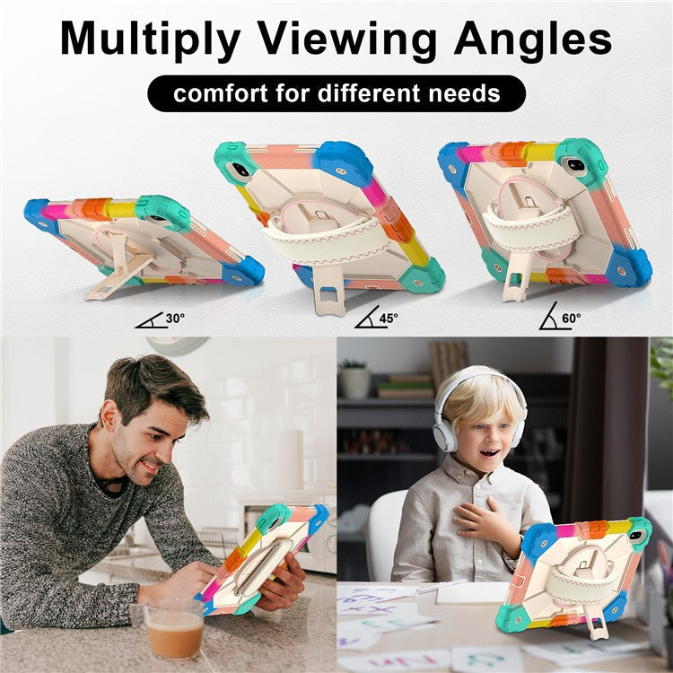 For Huawei MatePad SE 11 Case Kickstand Silicone+PC Tablet Cover with Shoulder Strap - Colorful / Blue