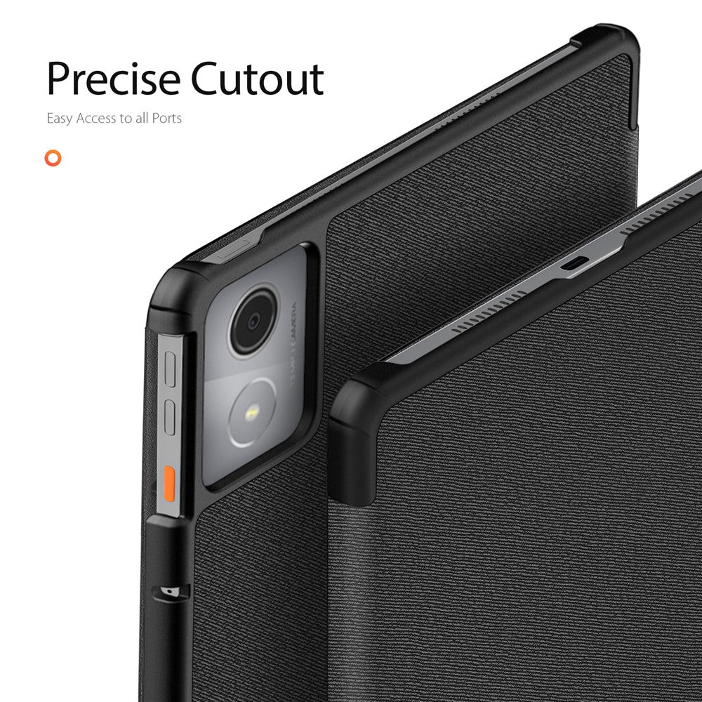 DUX DUCIS Domo Series for Lenovo Tab K11 Plus Case Tri-Fold Stand Leather Cover Auto Wake / Sleep - Black