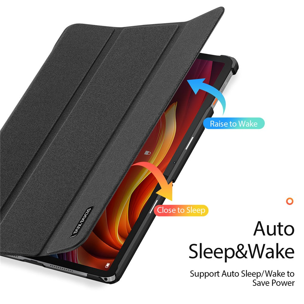 DUX DUCIS Domo Series for Lenovo Tab K11 Plus Case Tri-Fold Stand Leather Cover Auto Wake / Sleep - Black