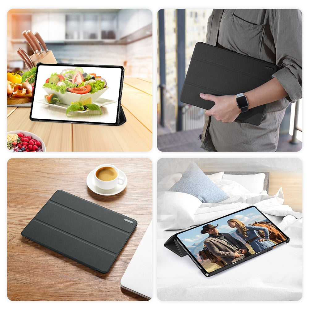 DUX DUCIS Domo Series for Lenovo Tab K11 Plus Case Tri-Fold Stand Leather Cover Auto Wake / Sleep - Black