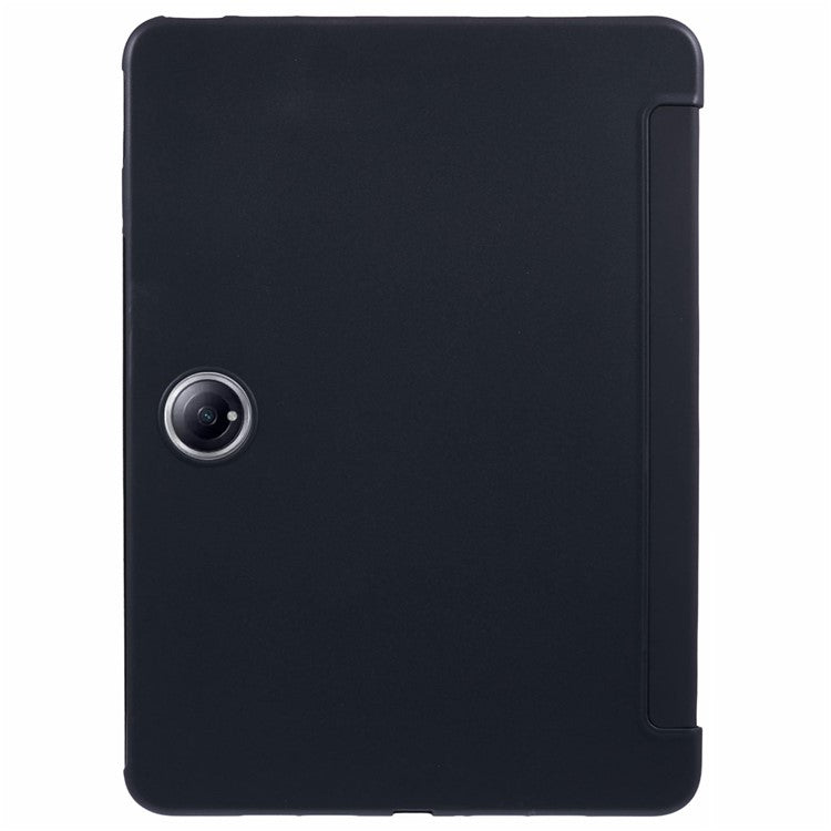 For OnePlus Pad 2 Case PU Leather+Silicone Tri-Fold Stand Tablet Cover - Black