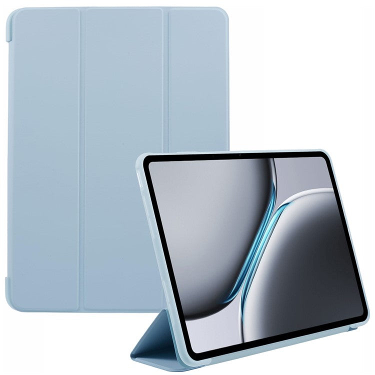 For OnePlus Pad 2 Case PU Leather+Silicone Tri-Fold Stand Tablet Cover - Baby Blue
