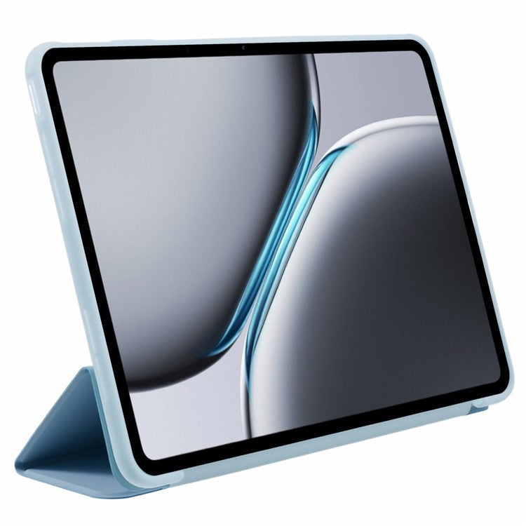 For OnePlus Pad 2 Case PU Leather+Silicone Tri-Fold Stand Tablet Cover - Baby Blue