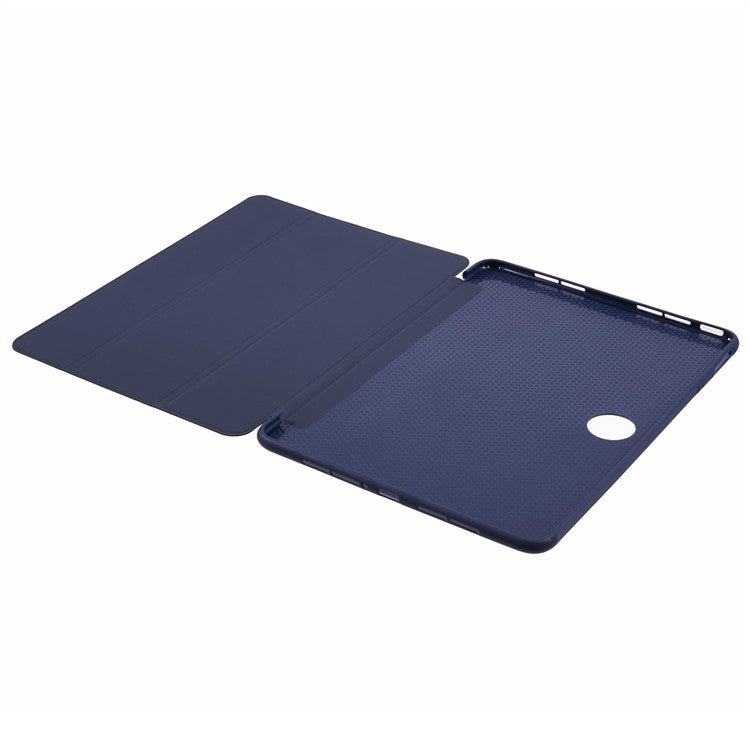 For OnePlus Pad 2 Case PU Leather+Silicone Tri-Fold Stand Tablet Cover - Dark Blue