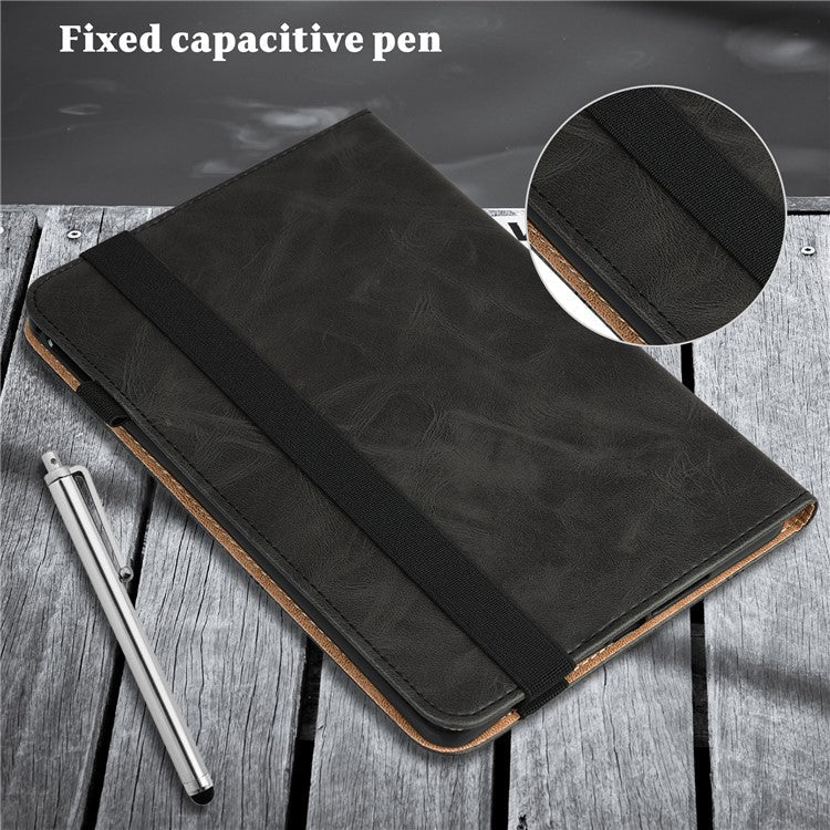 For OnePlus Pad 2 / Pad Pro Case Line Imprinted PU Leather Card Holder Tablet Stand Cover - Black