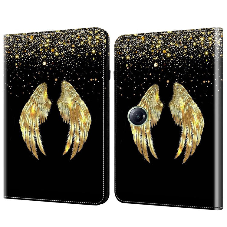 For OnePlus Pad 2 / Pad Pro Case Flip Stand Leather Tablet Cover Pattern Printed - Gold Wings