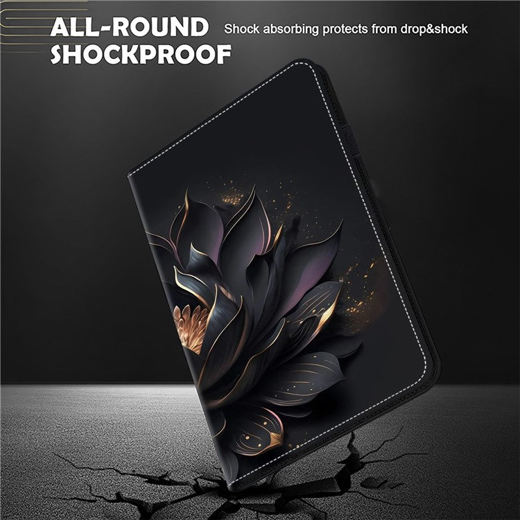 For OnePlus Pad 2 / Pad Pro Case Pattern Printed Leather Tablet Cover with Card Slot - Flower