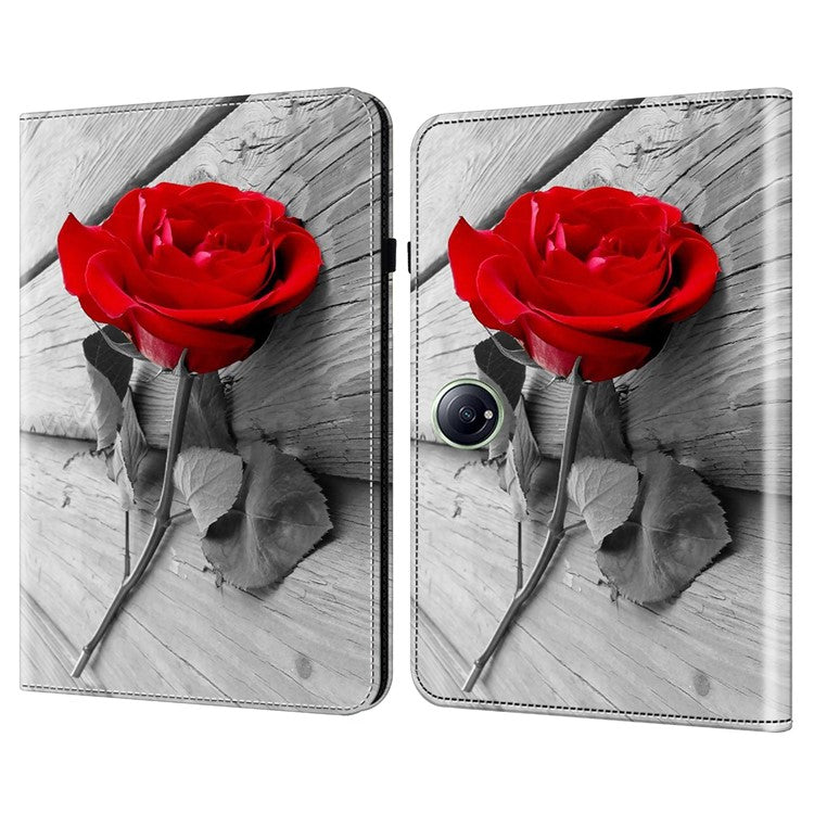 For OnePlus Pad 2 / Pad Pro Case Pattern Printed Leather Tablet Cover with Card Slot - Rose