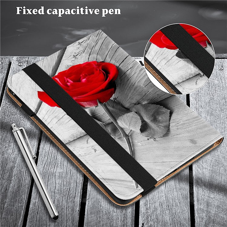 For OnePlus Pad 2 / Pad Pro Case Pattern Printed Leather Tablet Cover with Card Slot - Rose