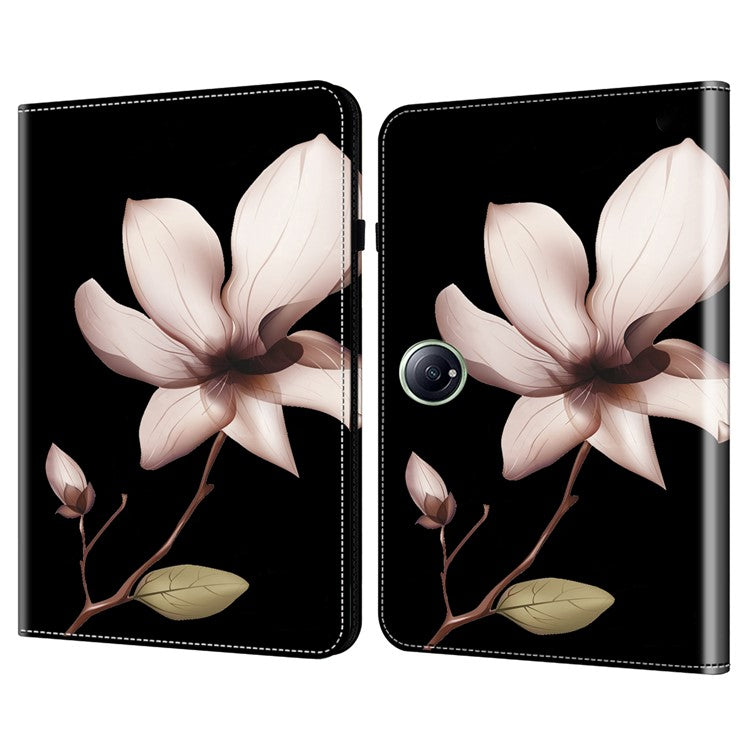 For OnePlus Pad 2  /  Pad Pro Case Pattern Printed Leather Tablet Cover with Card Slot - Pink Flower