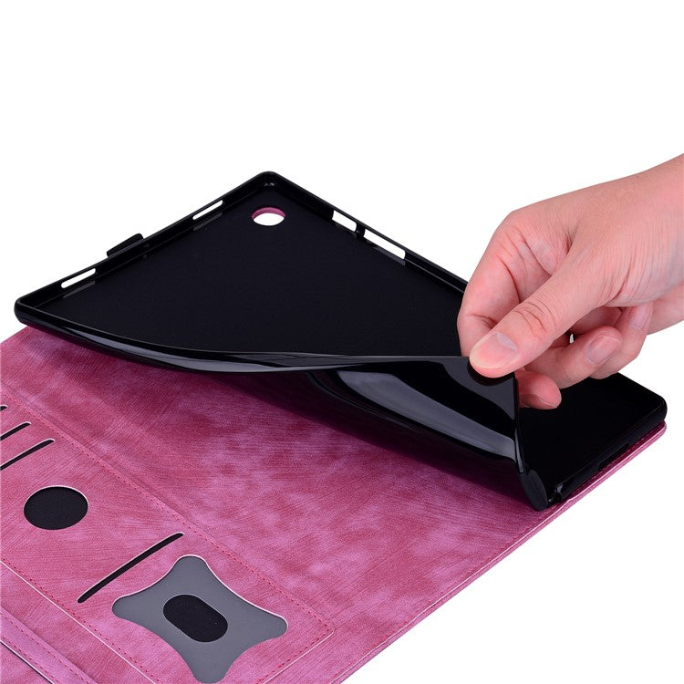 For OnePlus Pad Pro / Pad 2 Case Card Slots Leather Tablet Stand Folio Cover Flower Cat - Rose