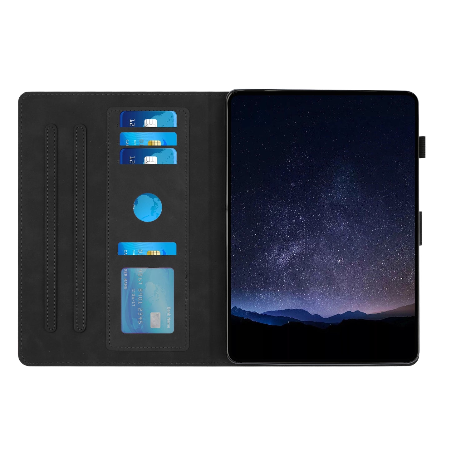 For Samsung Galaxy Tab S9 FE / S9 Case Honeycomb Printed Leather Tablet Cover with Card Slot - Black