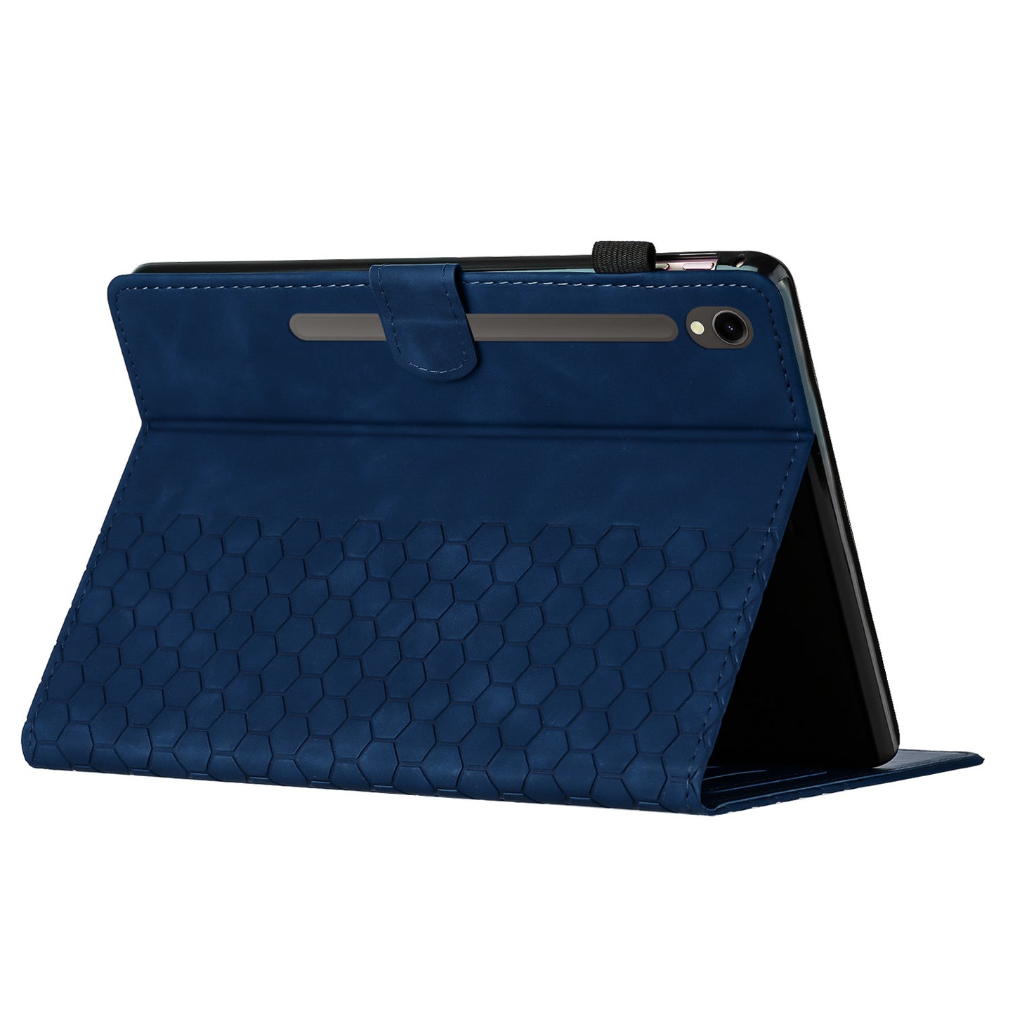 For Samsung Galaxy Tab S9 FE / S9 Case Honeycomb Printed Leather Tablet Cover with Card Slot - Blue