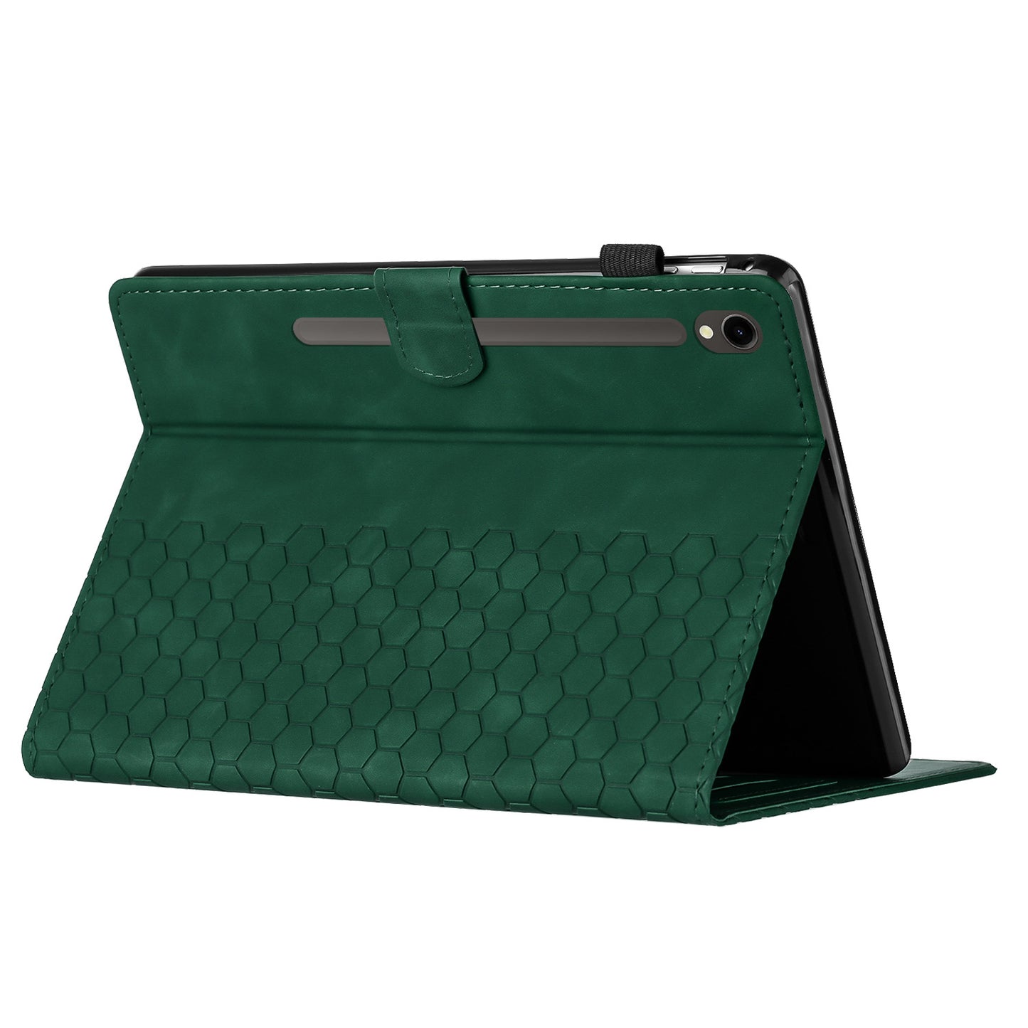 For Samsung Galaxy Tab S9 FE / S9 Case Honeycomb Printed Leather Tablet Cover with Card Slot - Green