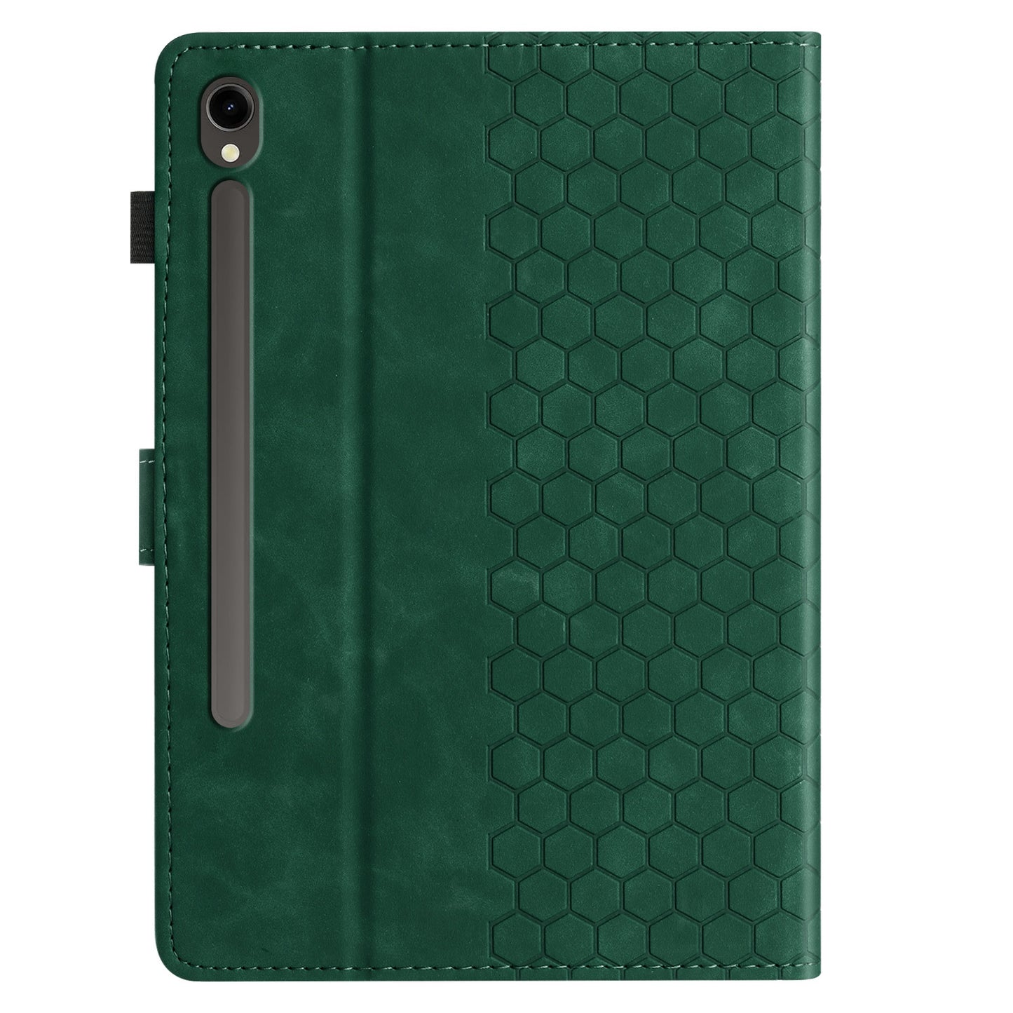 For Samsung Galaxy Tab S9 FE / S9 Case Honeycomb Printed Leather Tablet Cover with Card Slot - Green