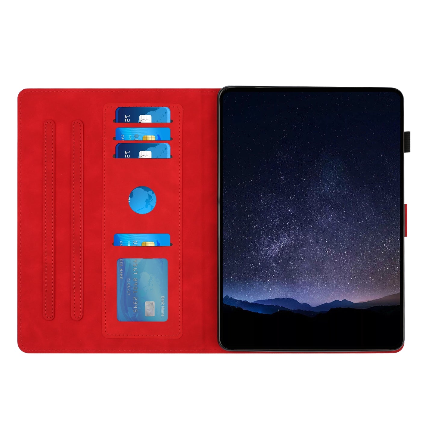 For Samsung Galaxy Tab S9 FE / S9 Case Honeycomb Printed Leather Tablet Cover with Card Slot - Red