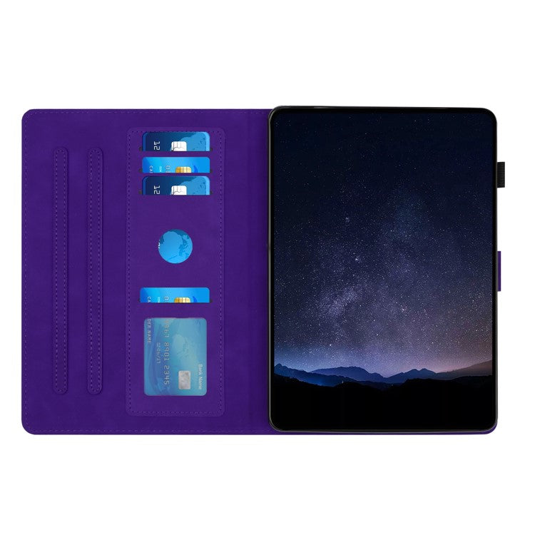 For Samsung Galaxy Tab A9+ Case Honeycomb Printed Leather Tablet Cover with Card Slot - Purple