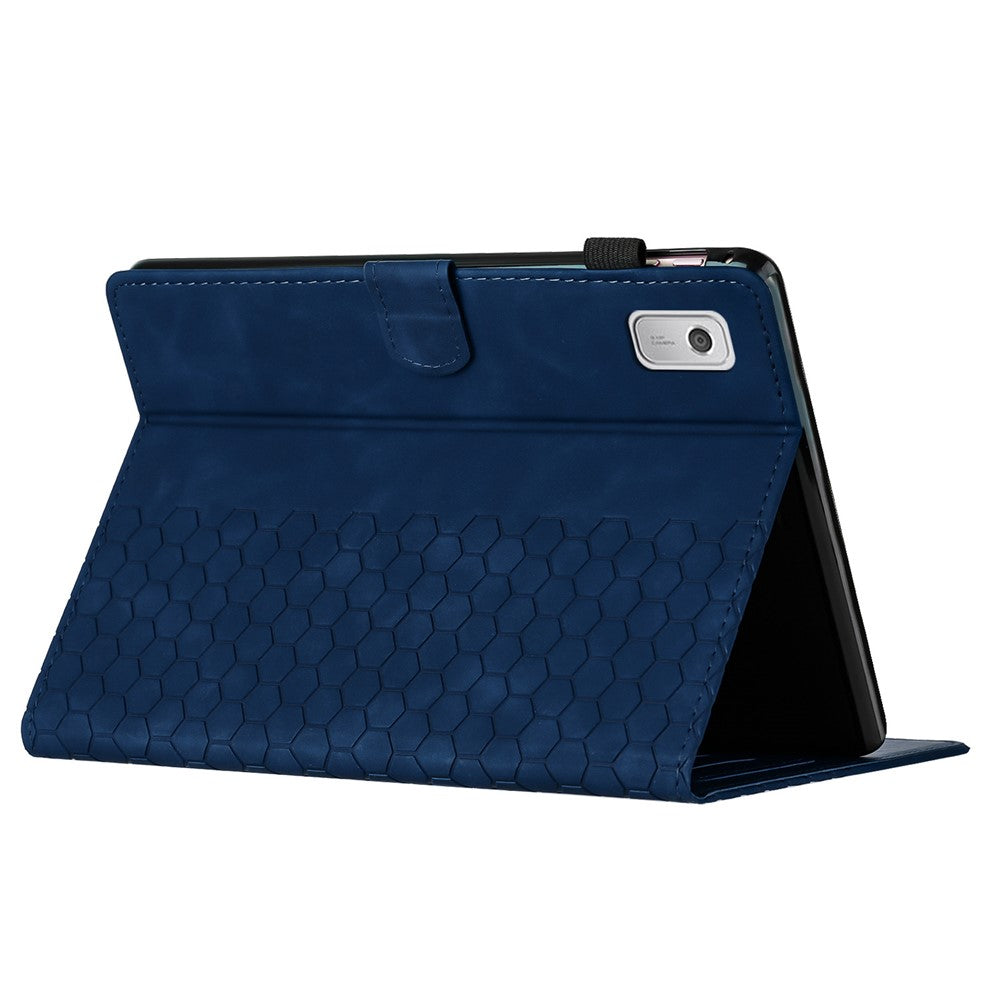 For Lenovo Tab P11 Gen 2 Case Honeycomb Printed Leather Tablet Cover with Card Slot - Blue
