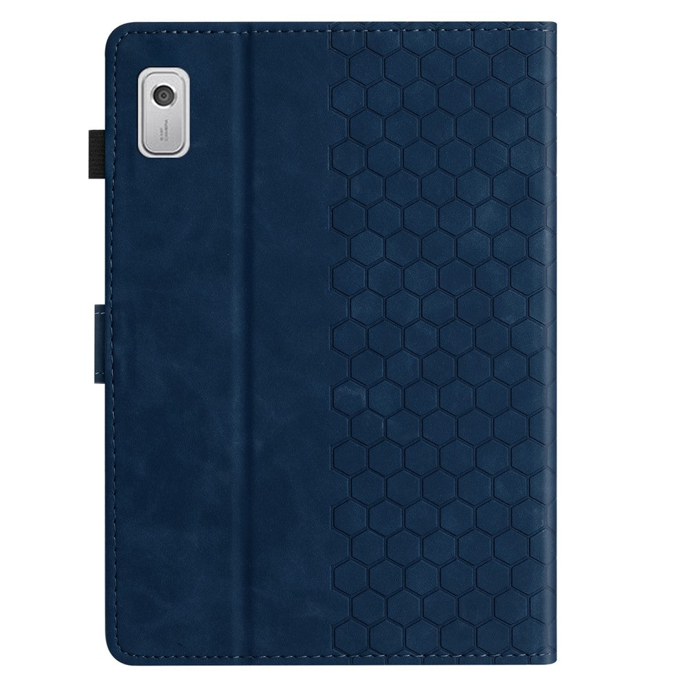 For Lenovo Tab P11 Gen 2 Case Honeycomb Printed Leather Tablet Cover with Card Slot - Blue