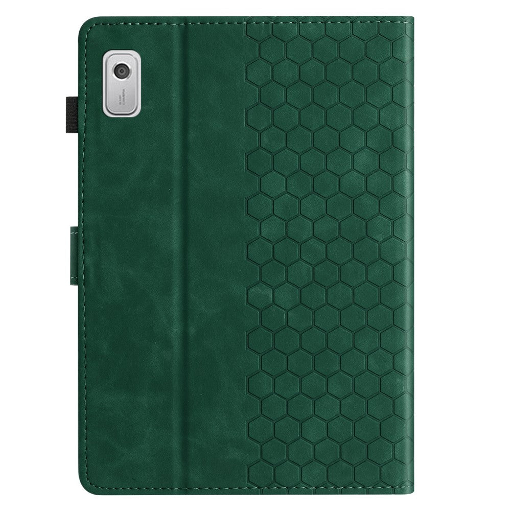 For Lenovo Tab P11 Gen 2 Case Honeycomb Printed Leather Tablet Cover with Card Slot - Green