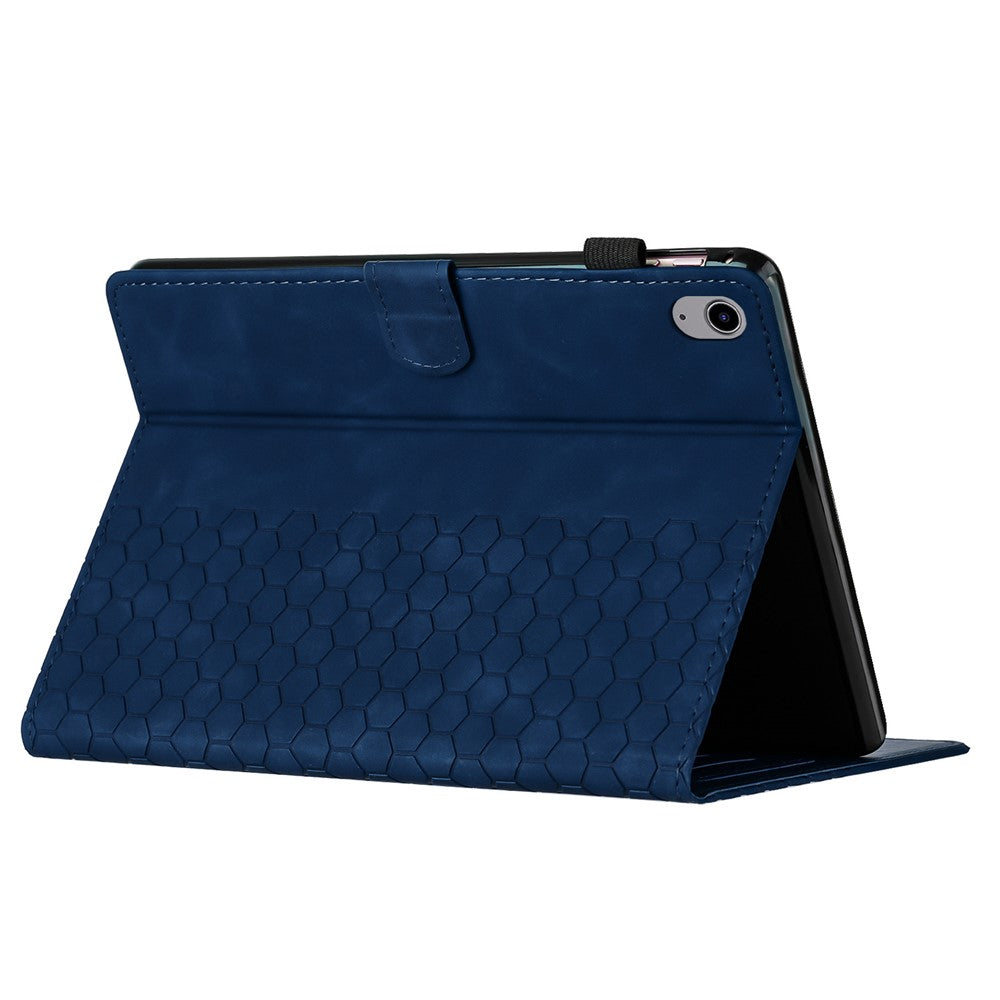 For Lenovo Tab P11 Case Honeycomb Printed Leather Tablet Cover with Card Slot - Blue