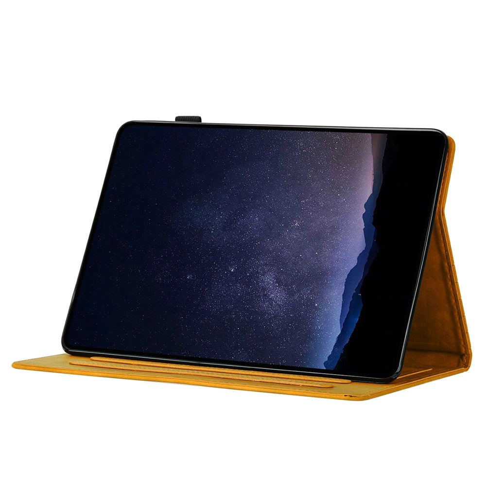 For Lenovo Tab P11 Case Honeycomb Printed Leather Tablet Cover with Card Slot - Yellow