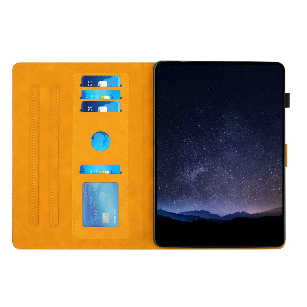 For Lenovo Tab P11 Case Honeycomb Printed Leather Tablet Cover with Card Slot - Yellow