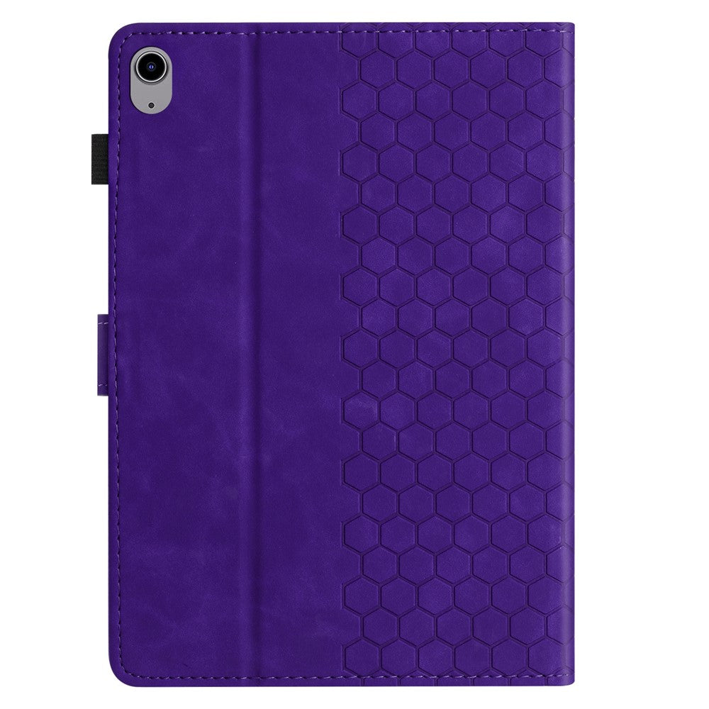 For Lenovo Tab P11 Case Honeycomb Printed Leather Tablet Cover with Card Slot - Purple