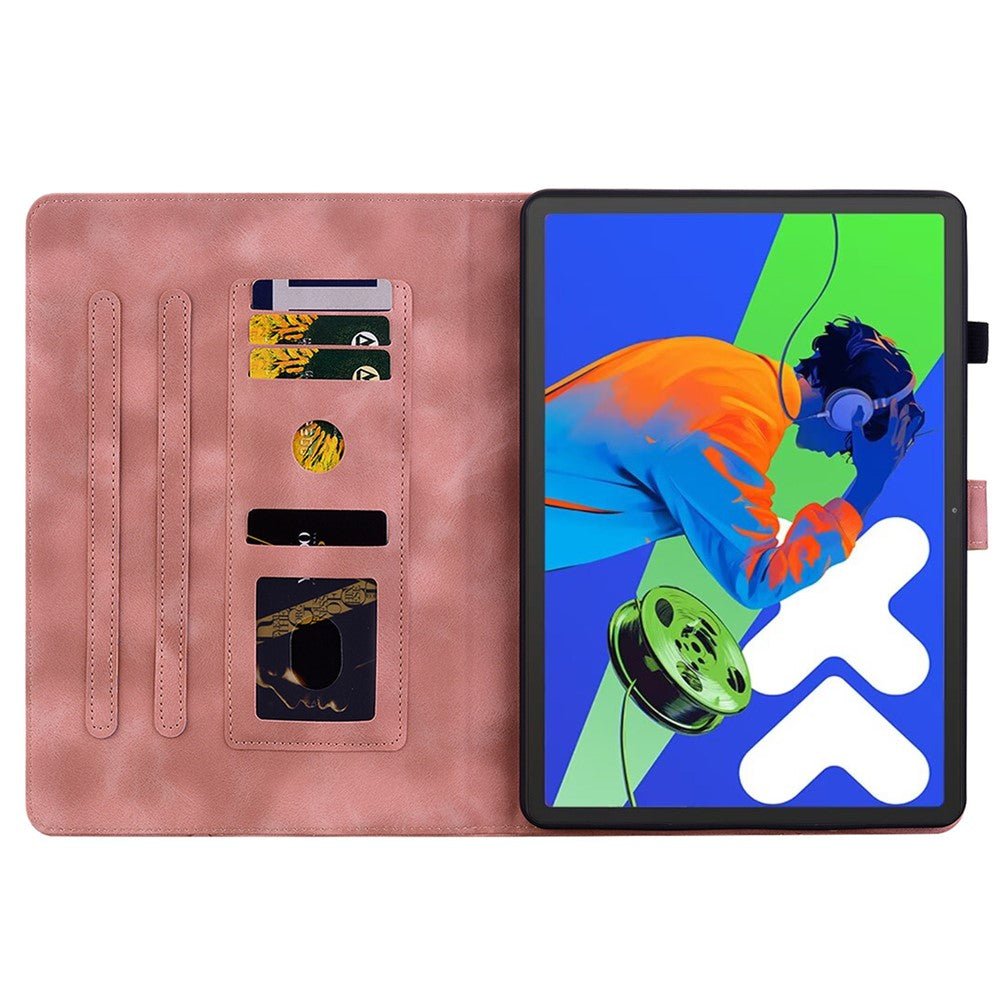 For Lenovo Tab P12 Pro 12.7 2025 / Xiaoxin Pad Pro 12.7 (2025) Case Lily Flower Imprint Card Slots Leather Tablet Cover - Pink