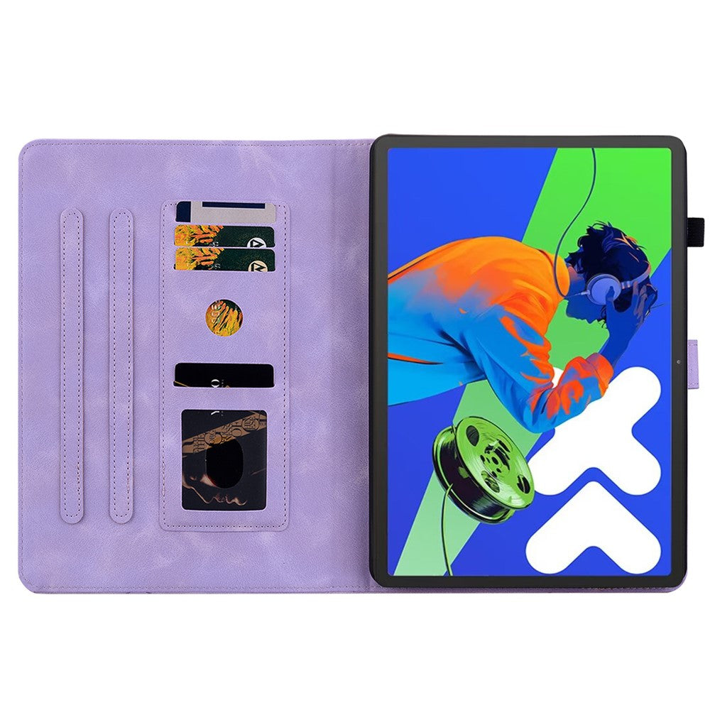 For Lenovo Tab P12 Pro 12.7 2025 / Xiaoxin Pad Pro 12.7 (2025) Case Lily Flower Imprint Card Slots Leather Tablet Cover - Purple