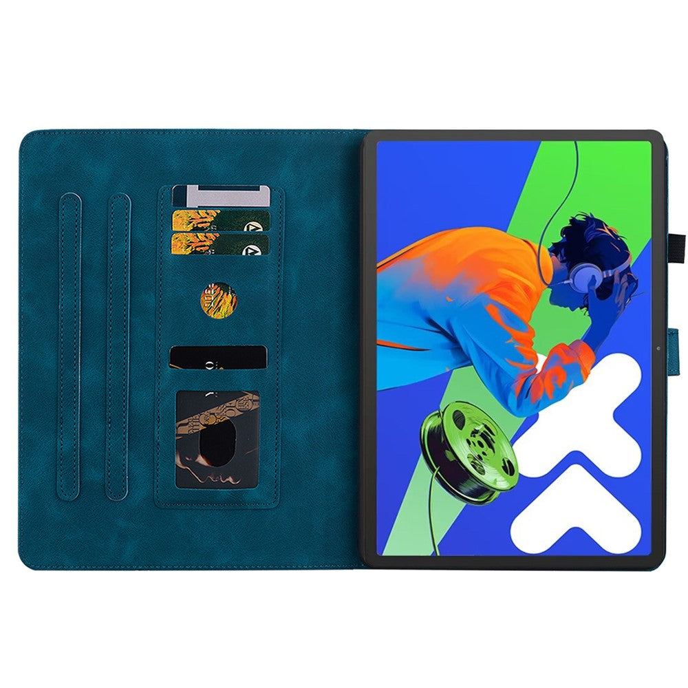 For Lenovo Tab P12 Pro 12.7 2025 / Xiaoxin Pad Pro 12.7 (2025) Case Lily Flower Imprint Card Slots Leather Tablet Cover - Blue