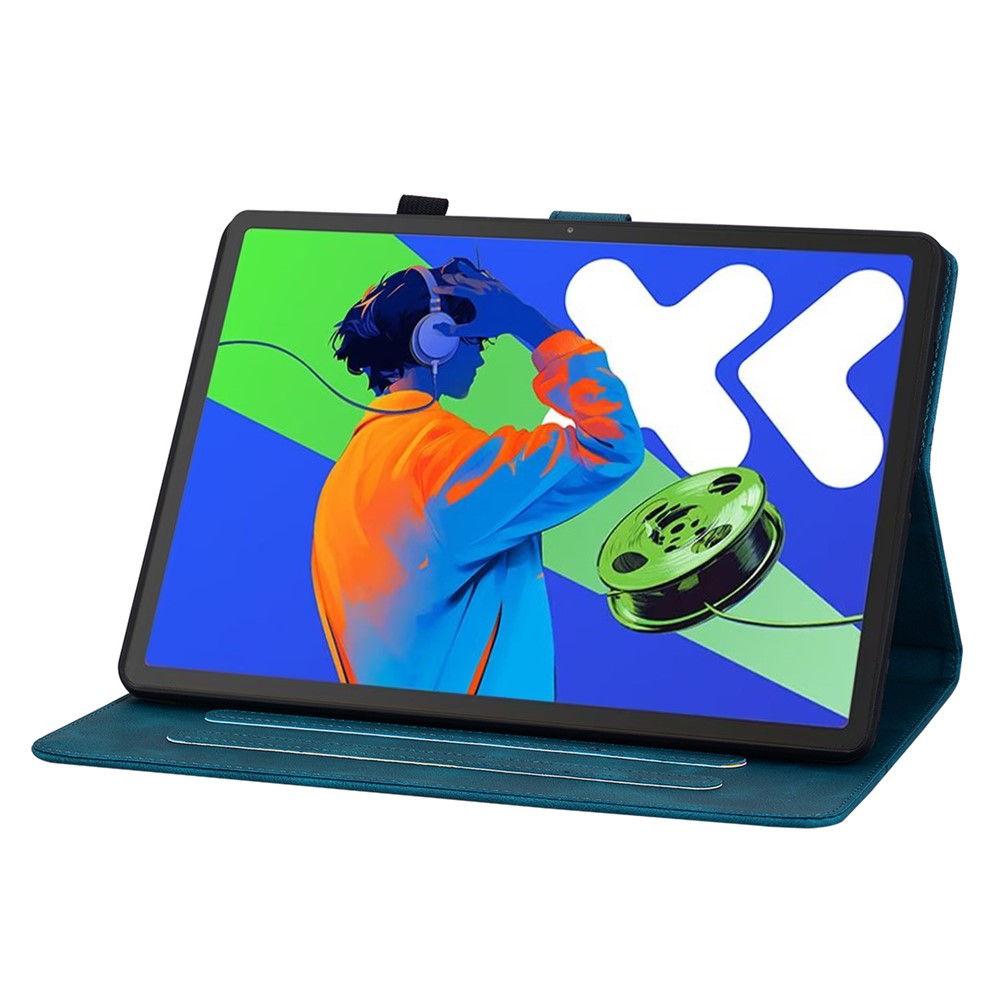 For Lenovo Tab P12 Pro 12.7 2025 / Xiaoxin Pad Pro 12.7 (2025) Case Lily Flower Imprint Card Slots Leather Tablet Cover - Blue