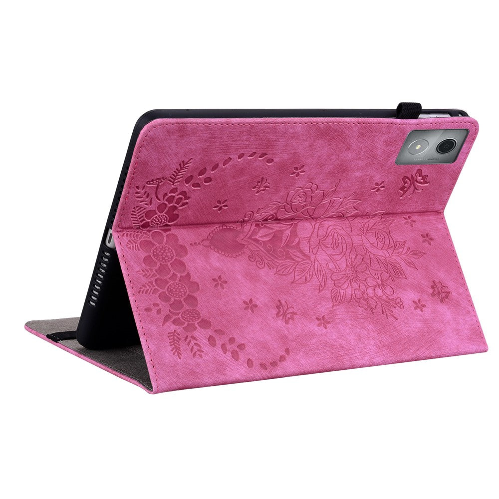 For Lenovo Tab P12 Pro 12.7 2025 / Xiaoxin Pad Pro 12.7 (2025) Case Card Holder Anti-Scratch Leather Cover Rose Flower Imprint - Rose