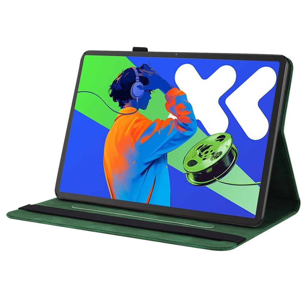 For Lenovo Tab P12 Pro 12.7 2025 / Xiaoxin Pad Pro 12.7 (2025) Case Butterfly Flower Imprint PU Leather Tablet Cover with Card Slots - Green