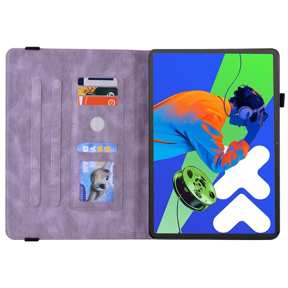 For Lenovo Tab P12 Pro 12.7 2025 / Xiaoxin Pad Pro 12.7 (2025) Case Butterfly Flower Imprint PU Leather Tablet Cover with Card Slots - Purple