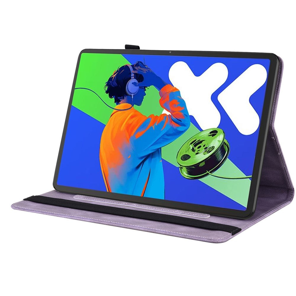 For Lenovo Tab P12 Pro 12.7 2025 / Xiaoxin Pad Pro 12.7 (2025) Case Butterfly Flower Imprint PU Leather Tablet Cover with Card Slots - Purple