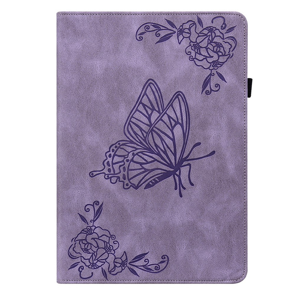 For Lenovo Tab P12 Pro 12.7 2025 / Xiaoxin Pad Pro 12.7 (2025) Case Butterfly Flower Imprint PU Leather Tablet Cover with Card Slots - Purple