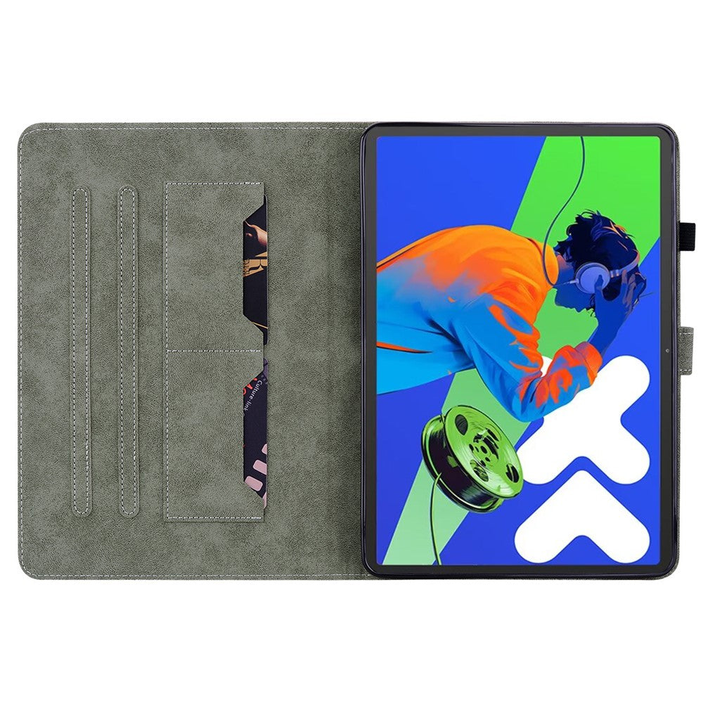 For Lenovo Tab P12 Pro 12.7 2025 / Xiaoxin Pad Pro 12.7 (2025) Cases Tiger Imprint Anti-Scratch PU Leather Tablet Cover - Grey