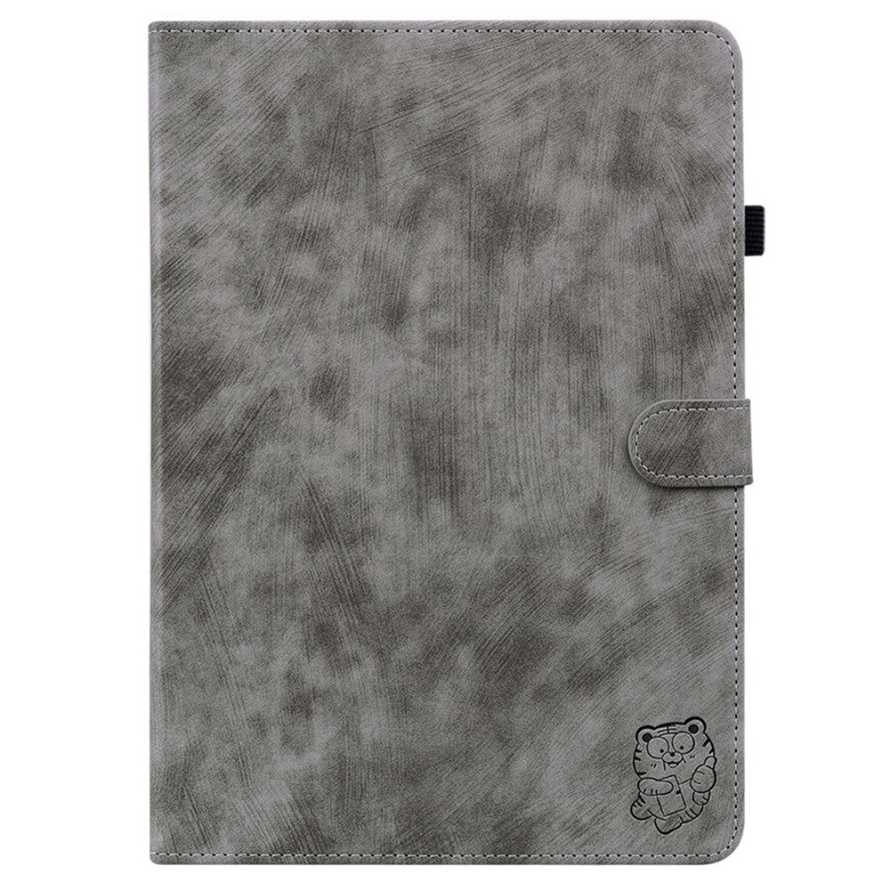For Lenovo Tab P12 Pro 12.7 2025 / Xiaoxin Pad Pro 12.7 (2025) Cases Tiger Imprint Anti-Scratch PU Leather Tablet Cover - Grey